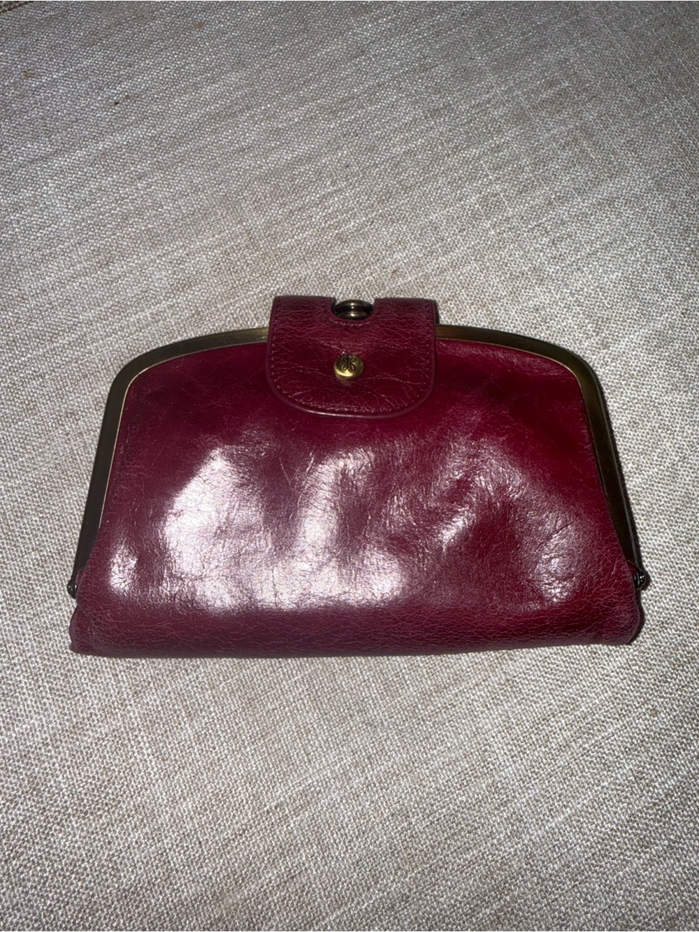 HOBO Burgundy Leather Frame Wallet